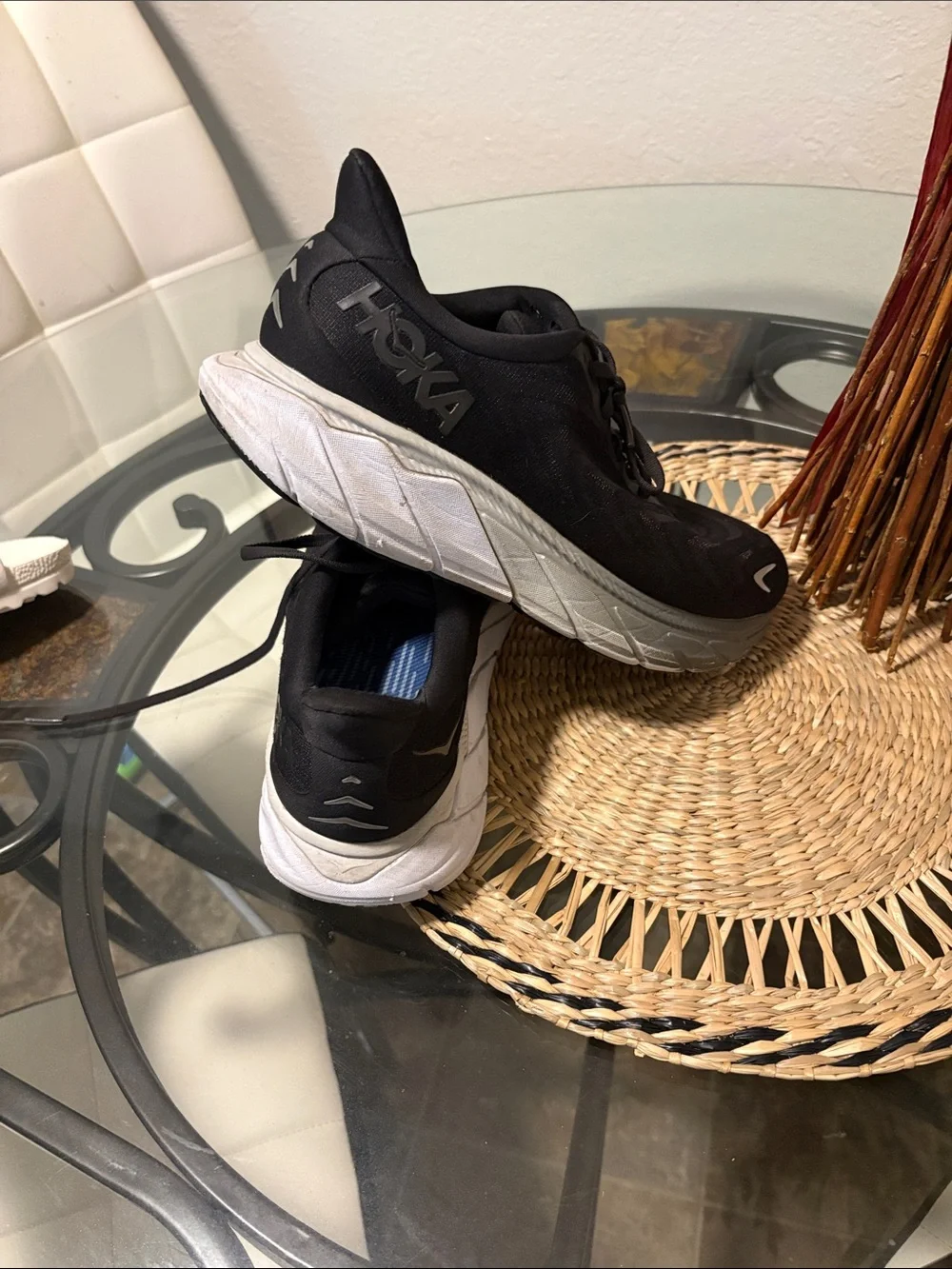 Hoka Black Athletic Running Shoes with Gray Midsole